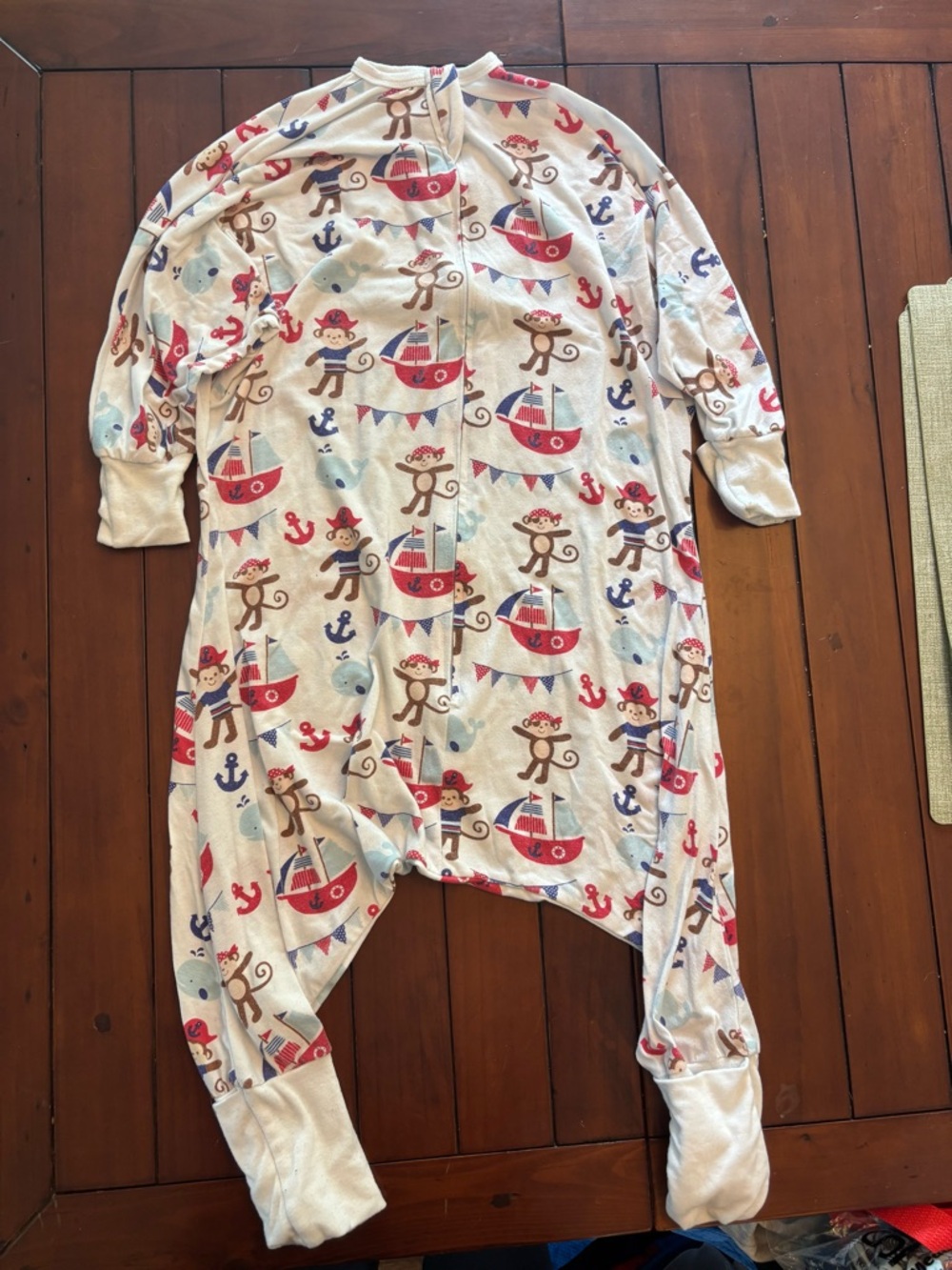 Sleeping Baby Flying Squirrel Nautical Monkey Print One-Piece PJsu